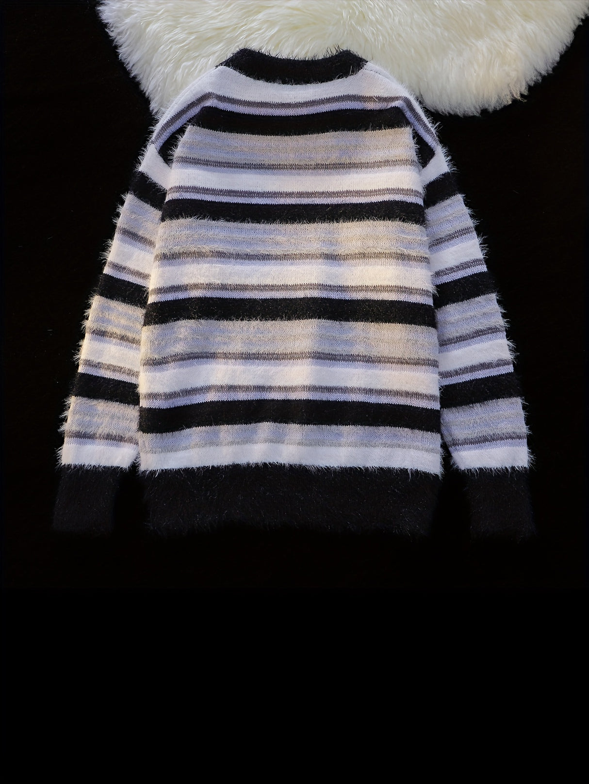 Cozy Striped Knit Sweater for Men - Casual Loose Fit, Color Block Design, Perfect for Fall/Winter