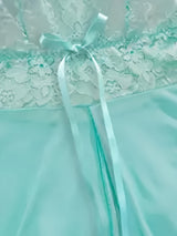 Elegant V-Neck Lace Halter Sleep Dress for Women - Sexy, Semi-Sheer Straight Skirt Nightgown with Micro Elasticity, Perfect for All Seasons