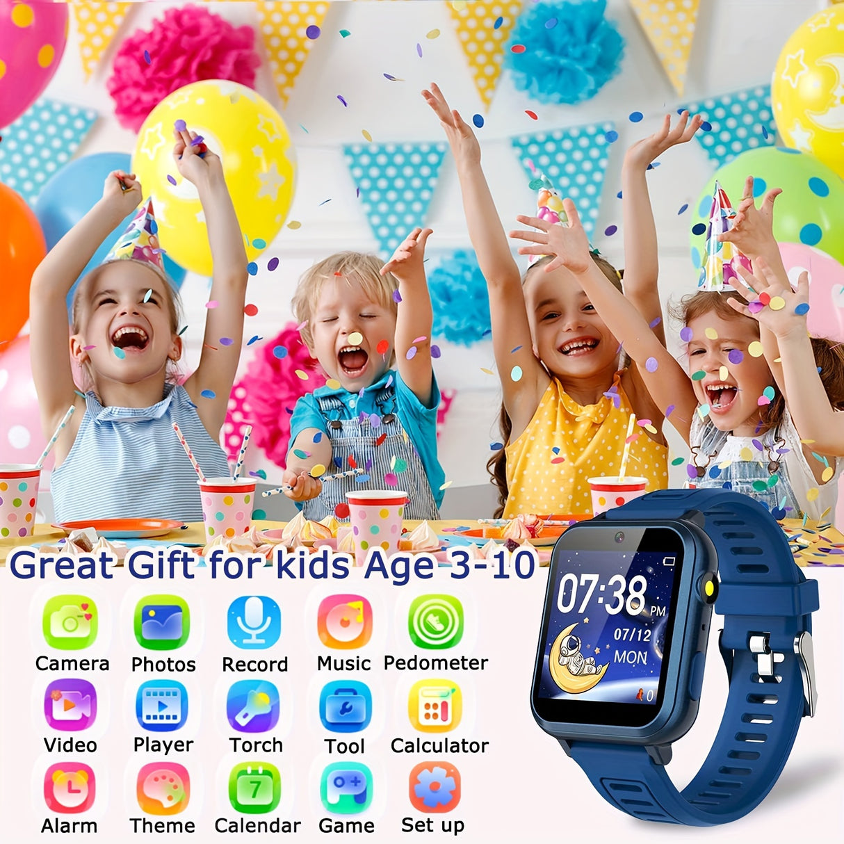 Teenagers Game Smart Watch With 24 Puzzle Games, HD Touch Screen Camera, Music Player, Pedometer Alarm Clock, Calculator Flashlight 12/24 Hr Students Watches, Gift For Boys Girls, Fitness Tracker Watch
