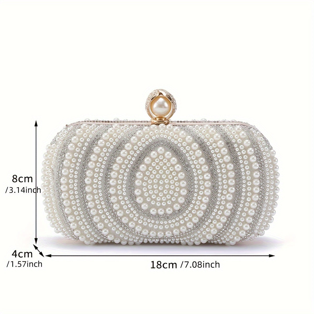 Elegant Striped Fabric Clutch Bag with Beaded Embellishment - Adjustable Strap, Lining, Buckle Closure - Perfect for Wedding Party, Prom, Formal Evening Events