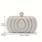 Elegant Striped Fabric Clutch Bag with Beaded Embellishment - Adjustable Strap, Lining, Buckle Closure - Perfect for Wedding Party, Prom, Formal Evening Events