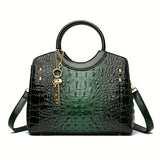 Premium Luxury Crocodile Pattern Handbag - Timeless Vintage Satchel for Women - Stylish Top Handle, Versatile Shoulder & Crossbody Bag - A Fashion Must-Have for Daily Wear