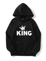 3pcs KING & BUILT DIFFERENT & Astronaut Print Boys Warm Fleece Hoodies, Long Sleeve Sweatshirt Top, Trendy Style, Boys Clothes For Spring Fall Winter