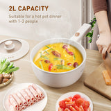 2L Bear Hot Pot Electric - Multifunctional Portable Cooking Pot with 1000W Rapid Heating, Non-Stick Frying Pan, Dual Power Adjustment, and Versatile Cooking Options for Steak, Egg, Ramen, Oatmeal, and More