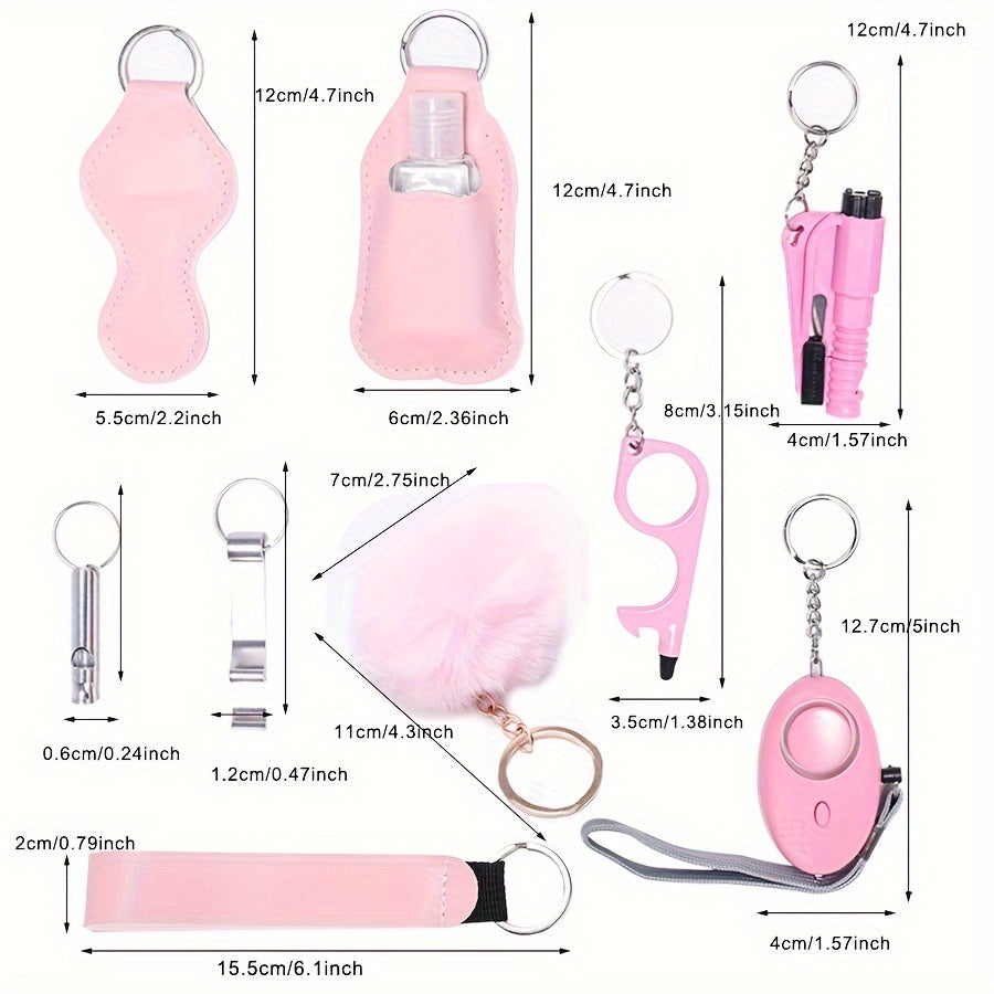 10pcs/Set Self Defense Keychain Set For Women Safety Keychain Full Set With Personal Alarm, Window Breaker Keychain Accessories Birthday Gifts For Mom Women daily use