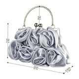 Elegant Floral Embellished Purse with Kiss Clasp