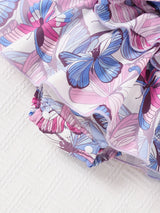 Baby Girl Summer Butterfly Print Combination Vest And Bow+Headband Two-Piece Set, for Outdoor