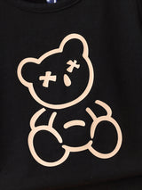 Toddler Boys 2-Piece Set, Cute Bear Pattern, Casual Short Sleeve T-Shirt & Shorts, Comfortable Summer Outfit for Kids