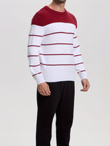 1pc Men'S Casual Viscose Sweater - Crew Neck Striped Pullover with Medium Stretch Knit Fabric, Regular Fit Sports Sweater - For Men - Suitable for Casual Wear, Sports & Everyday - Perfect Gift for Boyfriend & Father