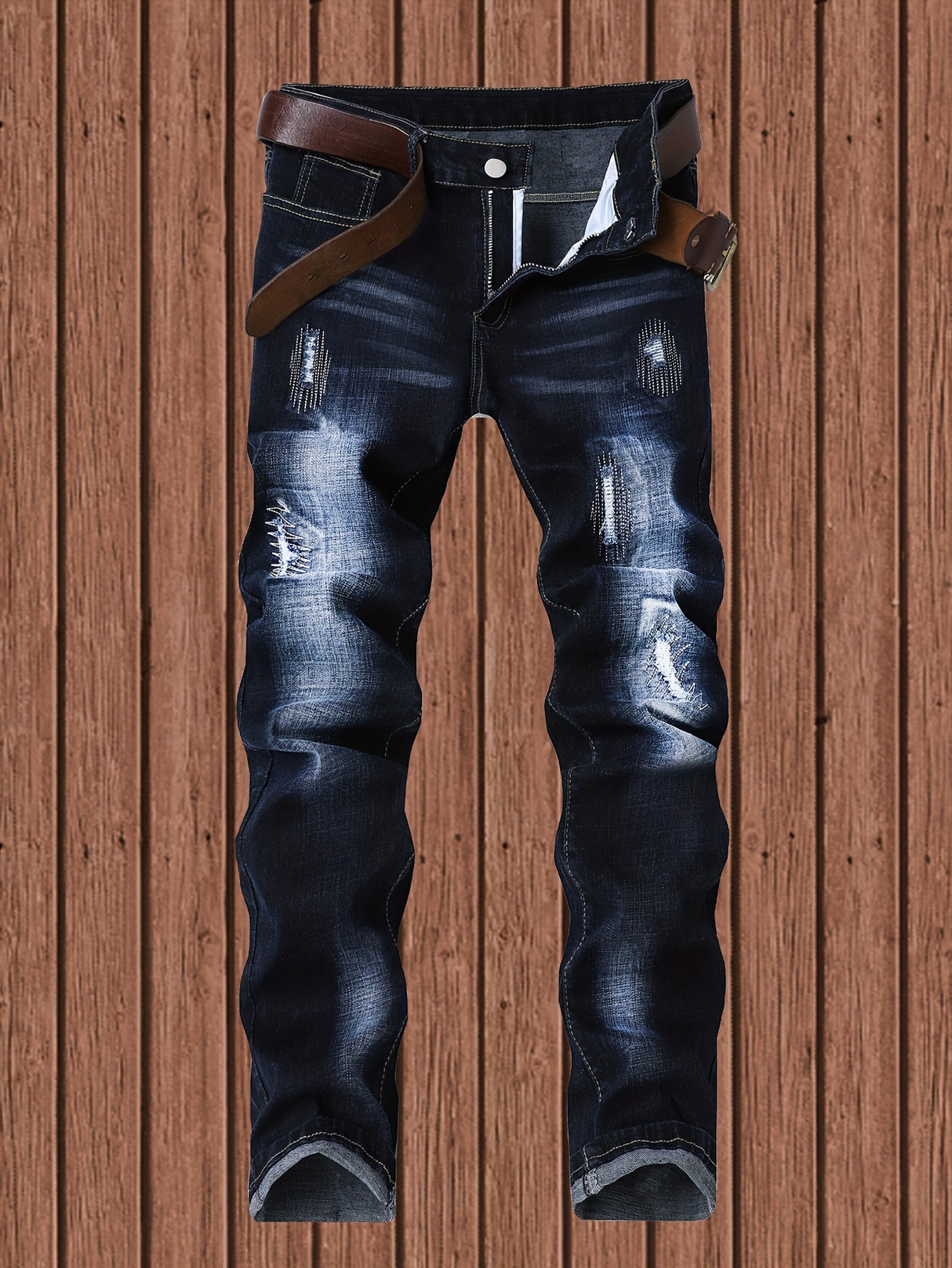 Stretchy Chic Ripped Skinny Jeans for Men - Soft, Breathable, Comfortable, Faded, Distressed Denim Pants with Elastic Waistband - Chic Street Style, Casual Fashion, Perfect for Daily Wear