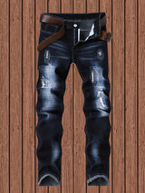 Stretchy Chic Ripped Skinny Jeans for Men - Soft, Breathable, Comfortable, Faded, Distressed Denim Pants with Elastic Waistband - Chic Street Style, Casual Fashion, Perfect for Daily Wear