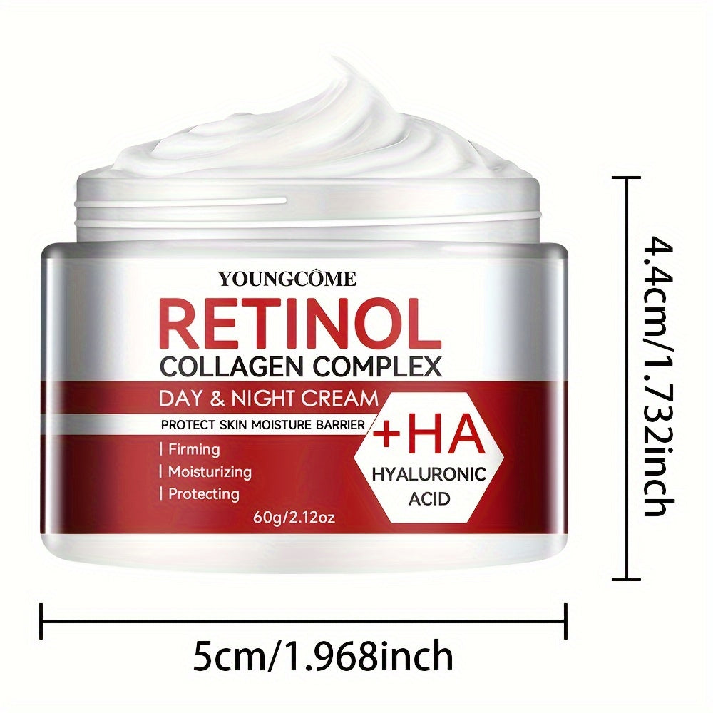 Retinol & Collagen Hydrating Cream - 60g | Deep Moisture for Dry, Rough Skin | Makes Skin Silky & Radiant | Hypoallergenic with Glycerin, Vitamin E & Hyaluronic Acid
