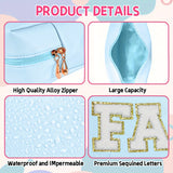 1/3pcs CHENILLE Preppy Makeup Bag for Women Travel Toiletry Bag Chenille Letter Cosmetic Bag PU Leather Waterproof Pouch Cute Zipper Organizer, Skin, Hair and Face