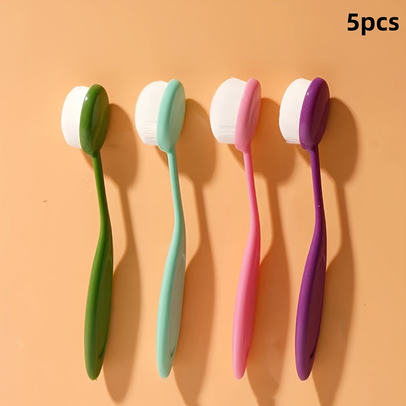 5pcs Blending Brush, Handmade Ink Background Blender And Makeup Brush, Soft Bristle Color Coding Handle, Paper Craft Artist Tool, For Painting, Drawing, Card Making, Stamping, Stencil (Random Color)