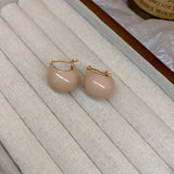 Chunky Enamel Hoop Earrings Simple Japanese / Korean Style Copper 18K Gold Plated Jewelry Trendy Female Gift