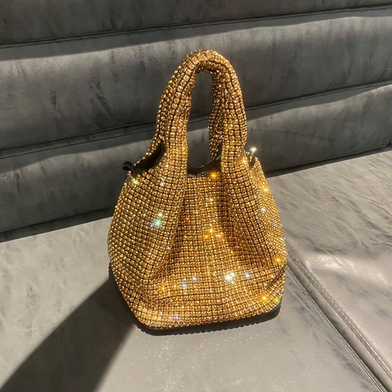 Radiant Crystal Knotted Clutch - Shimmering Evening Handbag for Weddings, Parties & Festivals - Glamorous Clutch Purse for Fashion-Forward Women