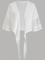 Elegant Solid Knotted Flared Sleeve Blouse, Open Front for Coquette/Cute/Y2K Style Women's Clothing