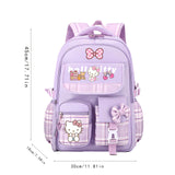 Sanrio Hello Kitty Backpack with 2 Free Hairpins - Large Capacity Laptop Backpack, Lightweight School Bag with Adjustable Straps & Zipper Closure, Cute Purple Plaid & Hello Kitty Prints, Gift for Girls, Birthday, Sanrio Fans