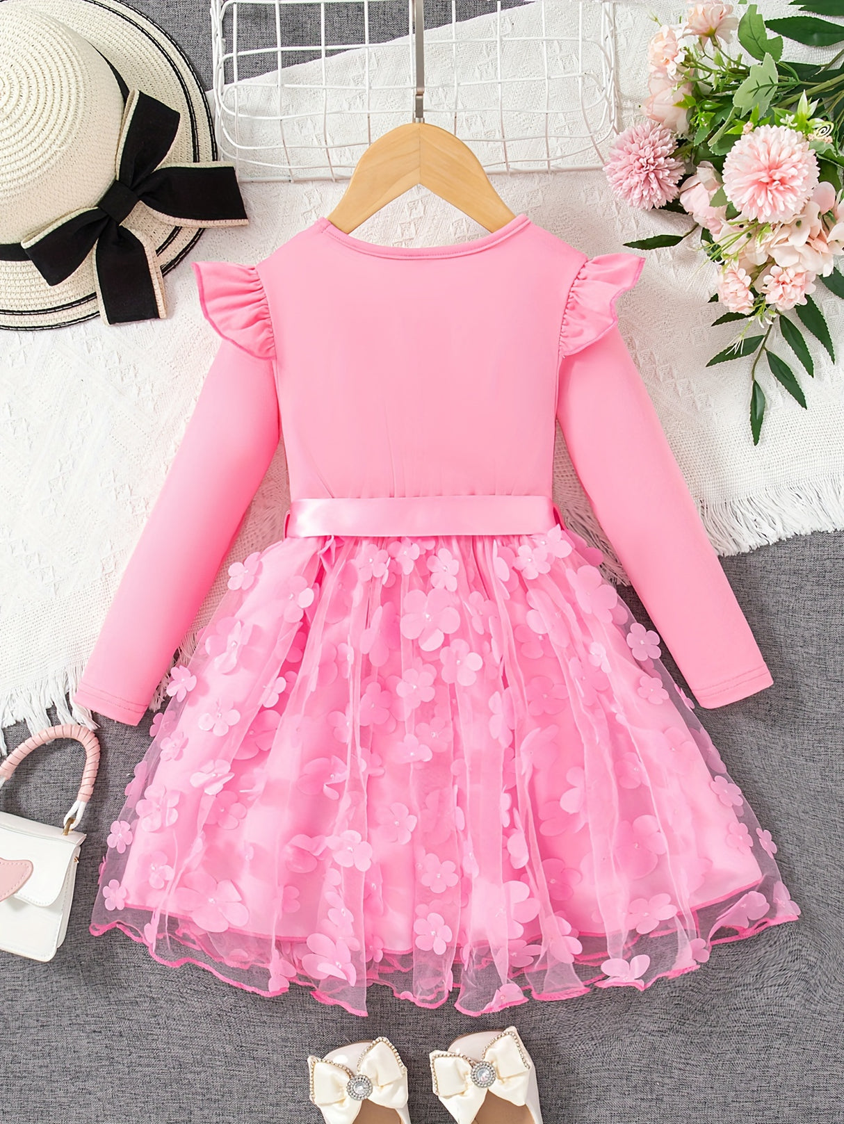 Girls Elegant Princess Tutu Dress Long Sleeves Dresses Kids Clothes For Christmas Gift Party