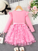 Girls Elegant Princess Tutu Dress Long Sleeves Dresses Kids Clothes For Christmas Gift Party