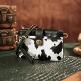 Retro Cow Print Crossbody Bag, Western Aztec Clutch Bag, Ethnic Style Wrist Wallet Coin Purse For Women