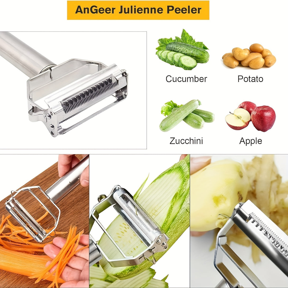 1-3pc, 2 In 1 Stainless Steel Vegetable Peeler, Julienne Cutter, Slicer, Shredder, Scraper, Fruit, Potatoes, Carrot, Cucumber, Kitchen, Home Staple, Housewarming Gift