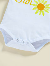 3pcs Baby Girl Summer Outfit: "Little Miss Sunshine" Ruffle Short Sleeve Romper, Floral Shorts & Matching Headband - Cotton Blend, Machine Washable, Casual Baby Clothing | Ruffled Baby Romper | Comfortable Babywear, Baby Girl