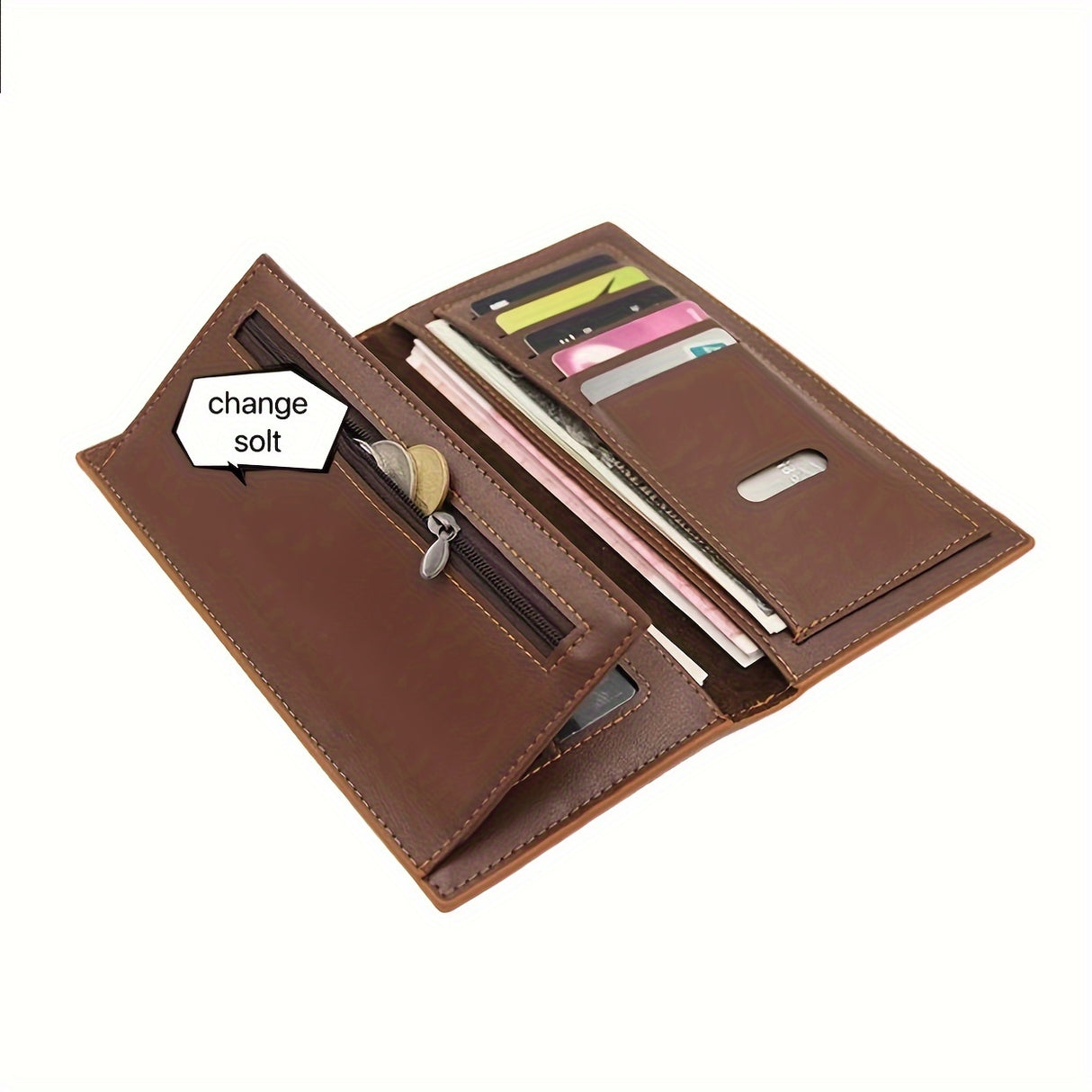 1pc Faux Leather Retro Clutch Bag, Classic Trendy Three-Fold Long Wallet