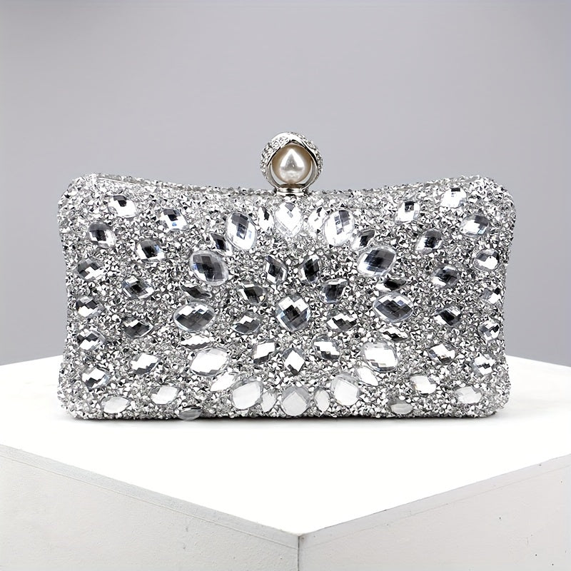 Luxury Evening Clutch Bag, Dual-Sided Multi-Color Fashion Glitter Purse, For Women, Party Wedding Banquet, Versatile Chain Shoulder Bag