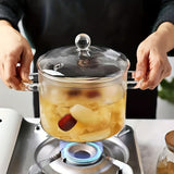 Rust-Resistant Clear Glass Cooking Pot with Lid - Durable Borosilicate Glass, Ideal for Open Flame & Electric Ceramic Stoves, Perfect for Vegetable Production & Soup Stew Cooking, Easy to Clean & Heat Resistant