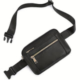 Upgraded Women's Faux Leather Crossbody Bag Belt Bag Fashionable Waist Bag with Adjustable Shoulder Strap Chest Bag with 5 Zipper Pockets