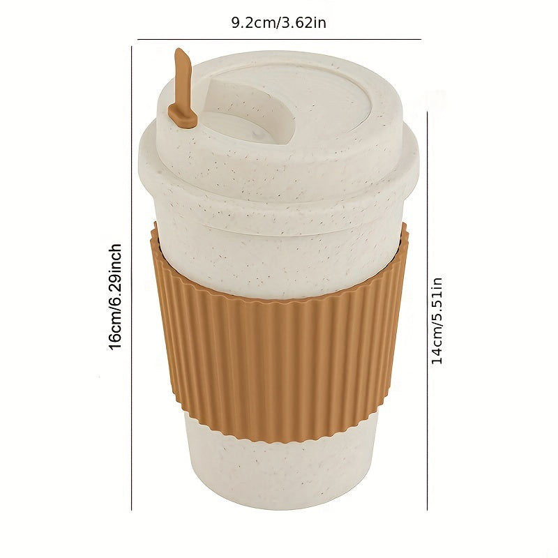 1pc 21oz Portable Reusable Coffee Cup, Travel Wheat Straw Fiber Mug for Restaurant, Hotel, Commercial, Outdoor, Office, Home, Car Use - 4 Colors Available