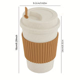 1pc 21oz Portable Reusable Coffee Cup, Travel Wheat Straw Fiber Mug for Restaurant, Hotel, Commercial, Outdoor, Office, Home, Car Use - 4 Colors Available