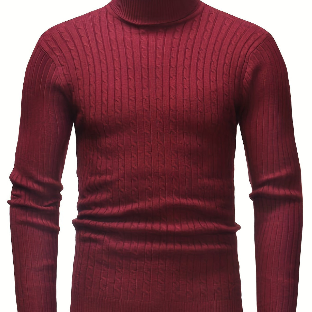 All Match Knitted Solid Sweater, Men's Casual Warm High Stretch Turtleneck Pullover Sweater For Men Fall Winter, Old Money Style