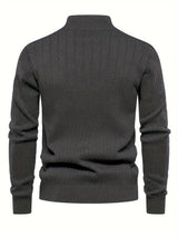 Men's Casual Cotton Warm Slightly Stretch Half Zipper Stand Collar Pullover Sweater For Men Fall Winter