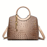 Premium Luxury Crocodile Pattern Handbag - Timeless Vintage Satchel for Women - Stylish Top Handle, Versatile Shoulder & Crossbody Bag - A Fashion Must-Have for Daily Wear