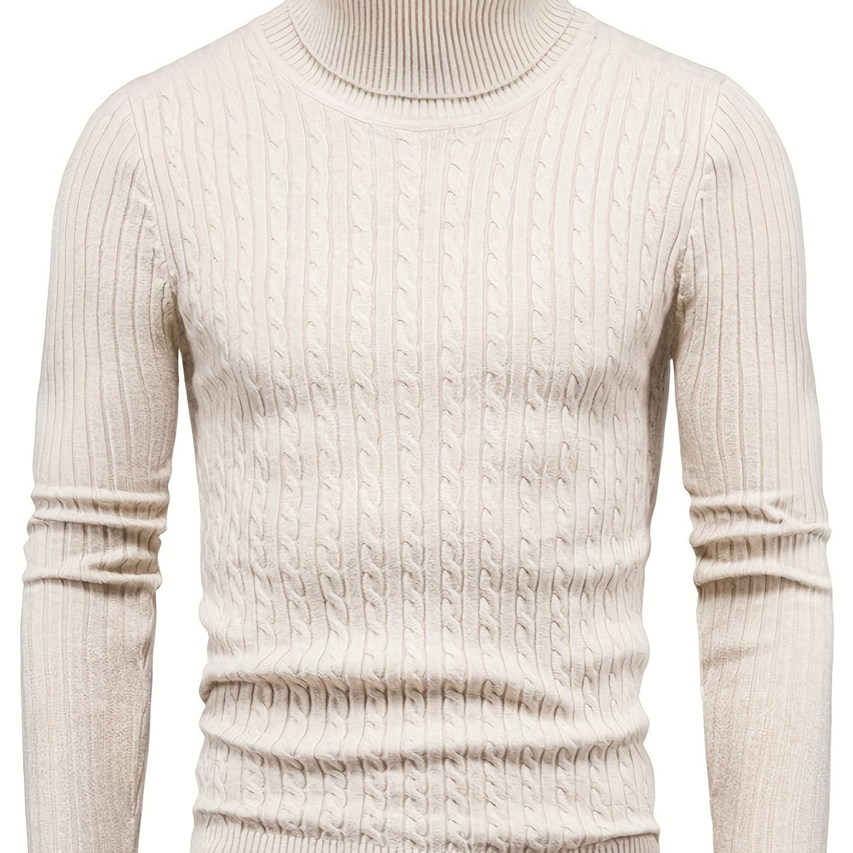 All Match Knitted Solid Sweater, Men's Casual Warm High Stretch Turtleneck Pullover Sweater For Men Fall Winter, Old Money Style