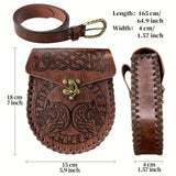 5Pcs Set Viking Fenrir Embossed Buckle Belt and Belt Bag with Viking Warrior Chest Armor and Viking Vegvisir Embossed Bracer, Retro Renaissance Faux Leather Warrior Set for Ren Faire