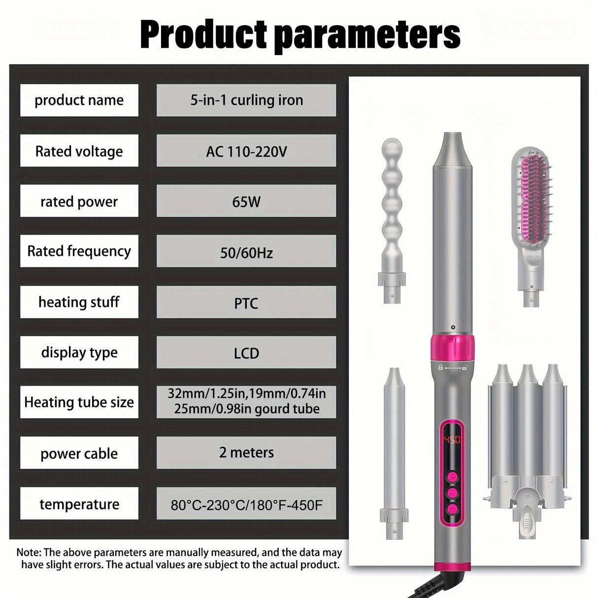 Multifunction 5 In 1 Curling Iron Set, Heat Resistant Gloves And 3 Tubes Hair Curler And Hair Straightener Brush For Girls, 60 Minutes Automatic Power And Intelligent-Temperature Control Curling Iron, Fast Heating Hair Wand C