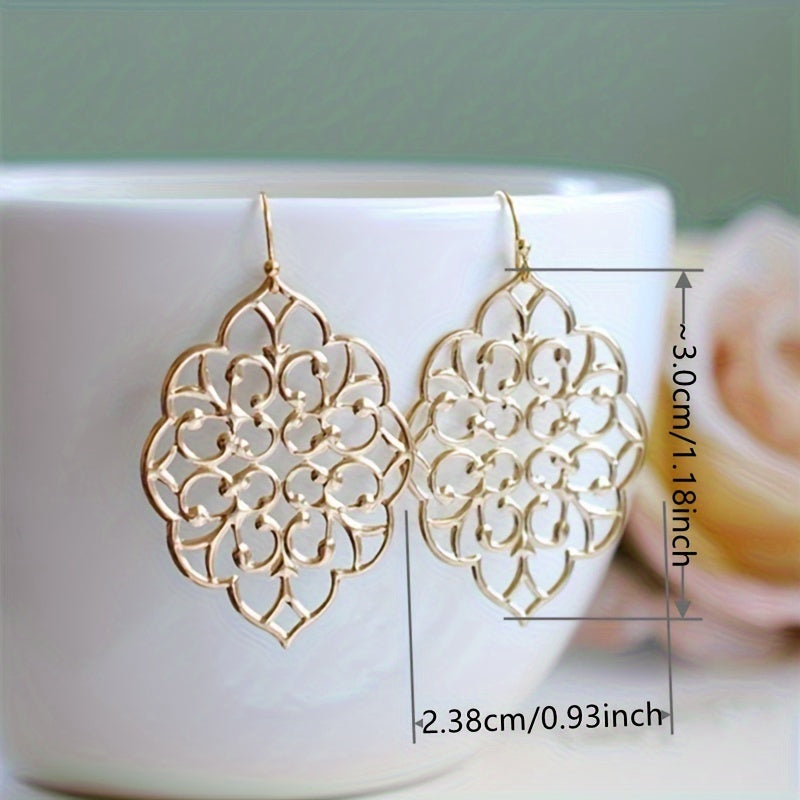 Chic Boho Dangle Earrings - Large Drop Design for Elegant Occasions - Simple yet Stylish Wedding Jewelry Ideal for Brides & Fashionistas - For Women