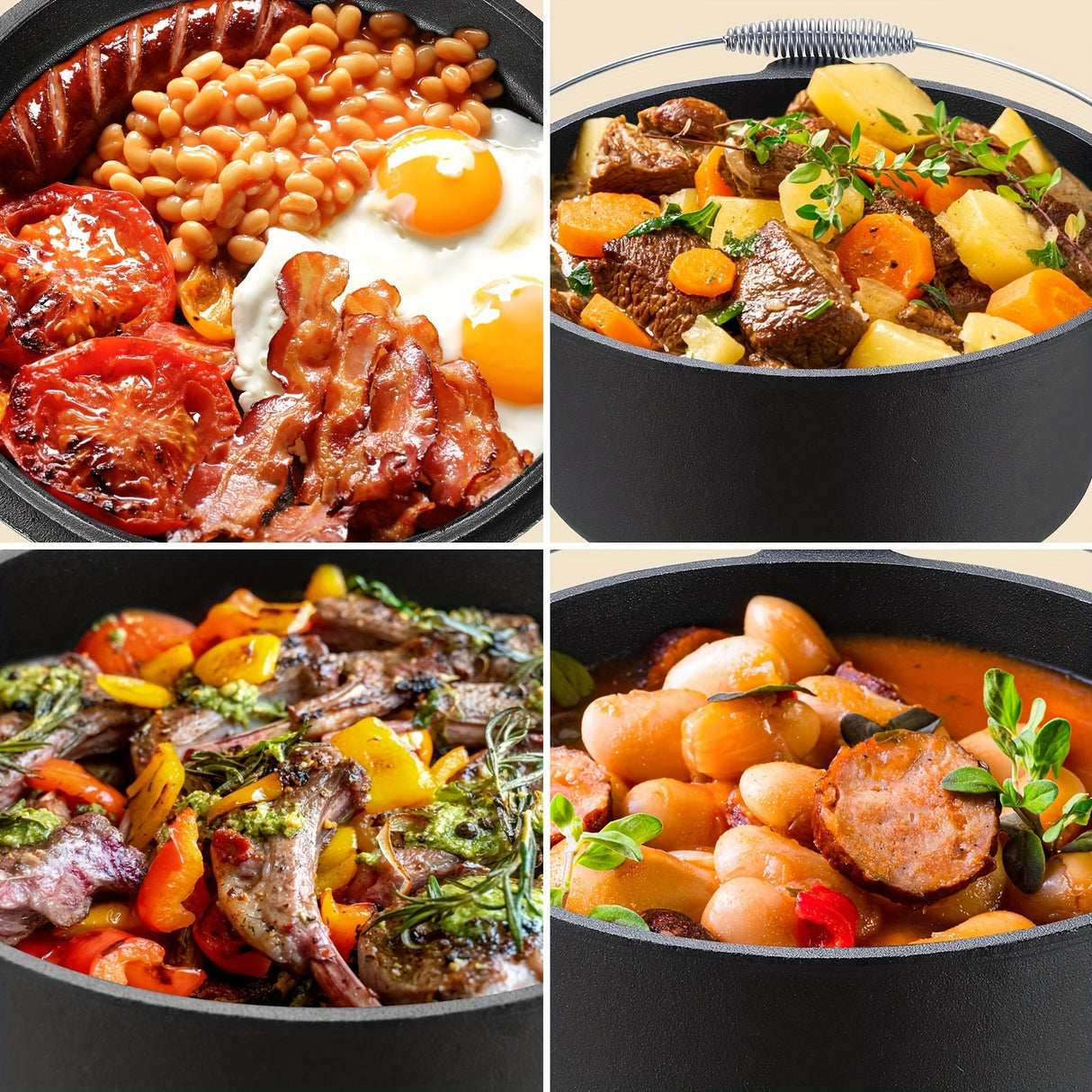 13.2 Quart Cast Iron Dutch Oven with Lid Lifter, Dual Function Lid Griddle, Stand and Lid for Home Cooking, Baking, BBQ