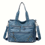 Trendy Retro Tote Bag with Eye-Catching Studs - Spacious Crossbody Design for Women - Perfect Everyday Shoulder Bag