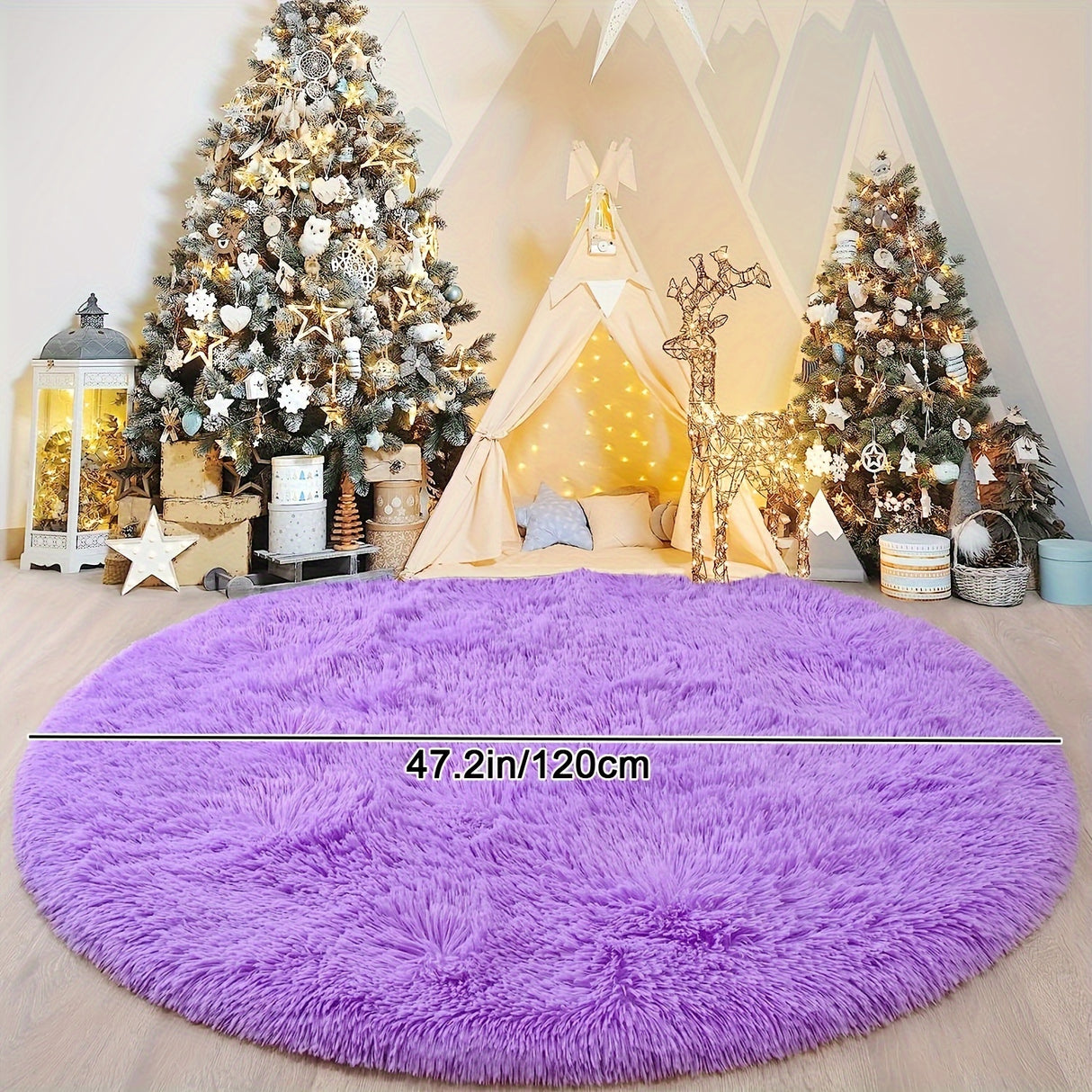 1pc Luxurious Shaggy Rug - Ultra-Soft, Non-Slip, Water-Resistant for Home Comfort - Ideal for Bedroom, Living Room, Nursery & Dorm Decor (4x4)