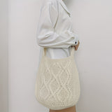 Trendy Literary Crochet Hobo Bag - Hollow Out Knitted, Crossbody, Stylish, Fashionable, and Spacious Handbag for Women