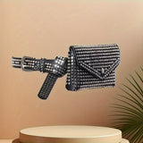 Mini Rivet Belt Bag - Edgy Punk Rock Inspired Design, Compact Waist Pouch Phone Holder, Adjustable Strap for Customized Fit - Elevate Your Style with This Fashionable Accessory for Outfit Enhancement