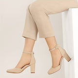 Elegant Golden Glitter D'Orsay High Heels for Women - Sparkling Pointed Toe with Ankle Strap, Lightweight & All-Season, PU Cover & Rubber Sole