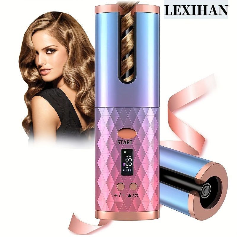 Rechargeable Cordless Hair Curler - Effortless, Precise Curling with 6 Heat & Timer Settings, Fast Heating, and Auto Shut-off - Hassle-Free Styling Experience