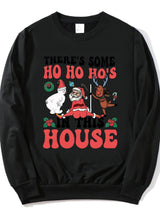 Cozy 'Ho Ho Ho' Christmas Sweater for Men - Soft Polyester Blend, Casual Long Sleeve Pullover, Perfect for Fall & Winter - Oversized Fit, PLUS SIZE
