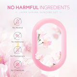 6 Pcs LAIKOU Sakura Hydrating Facial Care Set - Intensely Moisturize, Firm, and Nourish All Skin Types with Hyaluronic Acid - Perfect Gift for Holidays, Birthdays, Valentines Day, and Fathers Day