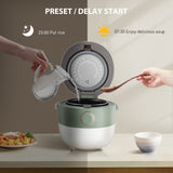 Bear Rice Cooker 3 Cups (Uncooked), 3D Heating And Fuzzy Logic, Healthy Nonstick Small Rice Cooker, PFAS-Free, Touch-Screen, For White/Brown Rice Quinoa Oatmeal Soup, 1.6L White